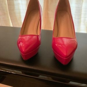 Jady Rose Hot pink platform high heeled shoes